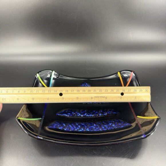 Hand Made Dichroic Art Glass Fused Iridescent Finish Bowl Dish Christmas Center - Picture 6 of 16